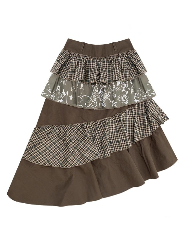 American Design Sense Mid-Length High-Waisted Slimming Irregular Splicing Skirt【s0000014775】