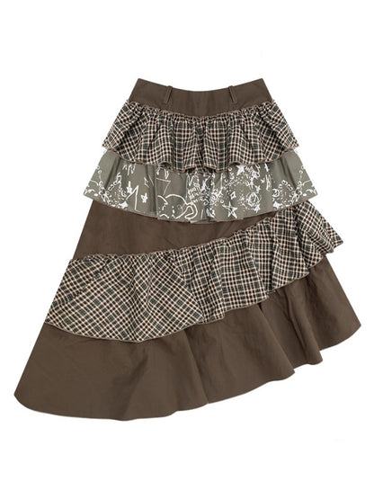 American Design Sense Mid-Length High-Waisted Slimming Irregular Splicing Skirt【s0000014775】