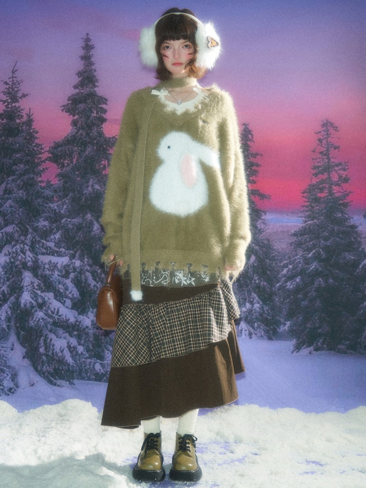 American Design Sense Mid-Length High-Waisted Slimming Irregular Splicing Skirt【s0000014775】