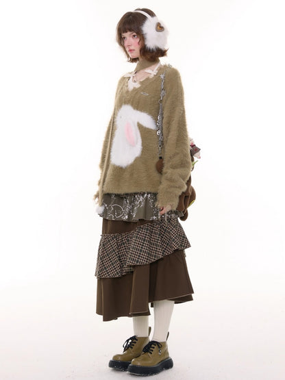 American Design Sense Mid-Length High-Waisted Slimming Irregular Splicing Skirt【s0000014775】