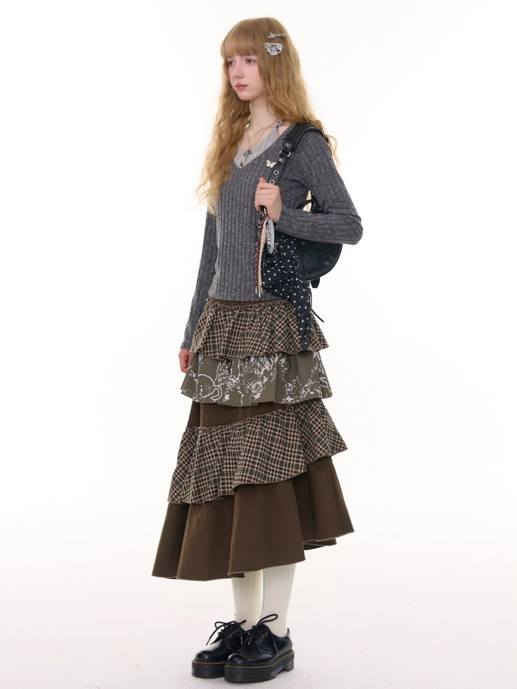 American Design Sense Mid-Length High-Waisted Slimming Irregular Splicing Skirt【s0000014775】
