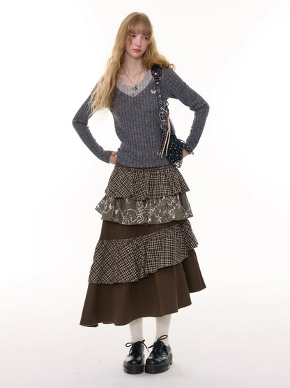 American Design Sense Mid-Length High-Waisted Slimming Irregular Splicing Skirt【s0000014775】