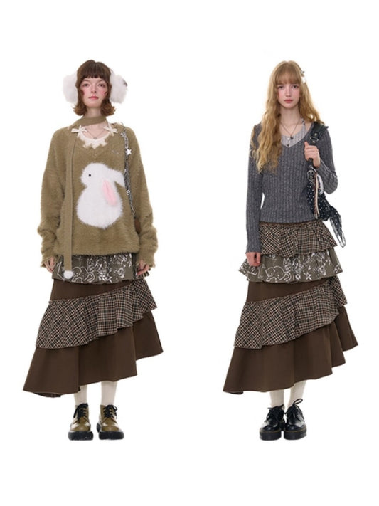 American Design Sense Mid-Length High-Waisted Slimming Irregular Splicing Skirt【s0000014775】