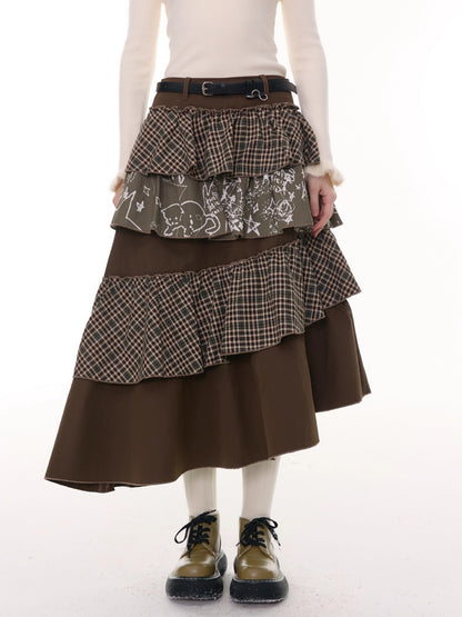 American Design Sense Mid-Length High-Waisted Slimming Irregular Splicing Skirt【s0000014775】