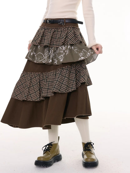 American Design Sense Mid-Length High-Waisted Slimming Irregular Splicing Skirt【s0000014775】