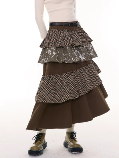 American Design Sense Mid-Length High-Waisted Slimming Irregular Splicing Skirt【s0000014775】