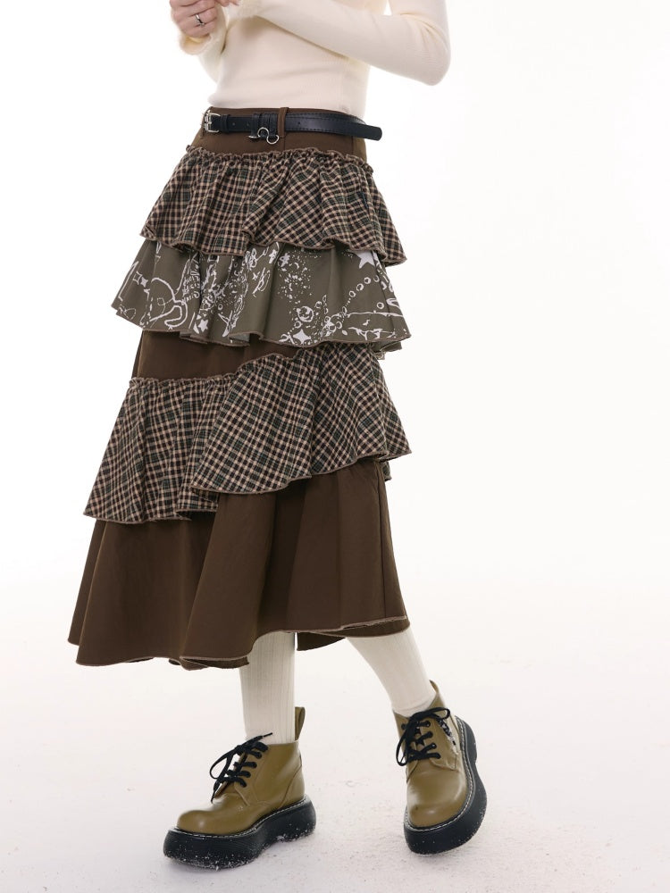 American Design Sense Mid-Length High-Waisted Slimming Irregular Splicing Skirt【s0000014775】