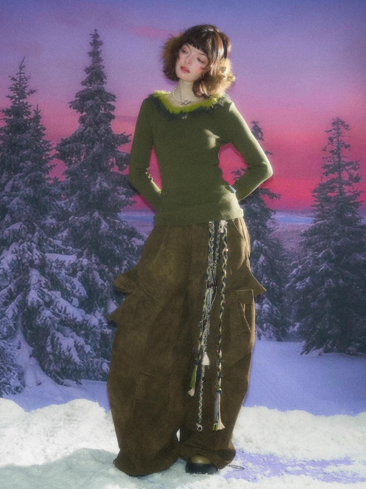 American Retro Design Bow High Waist Slimming Casual Trousers【s0000014777】