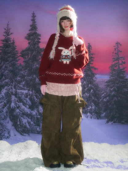 American Retro Design Bow High Waist Slimming Casual Trousers【s0000014777】