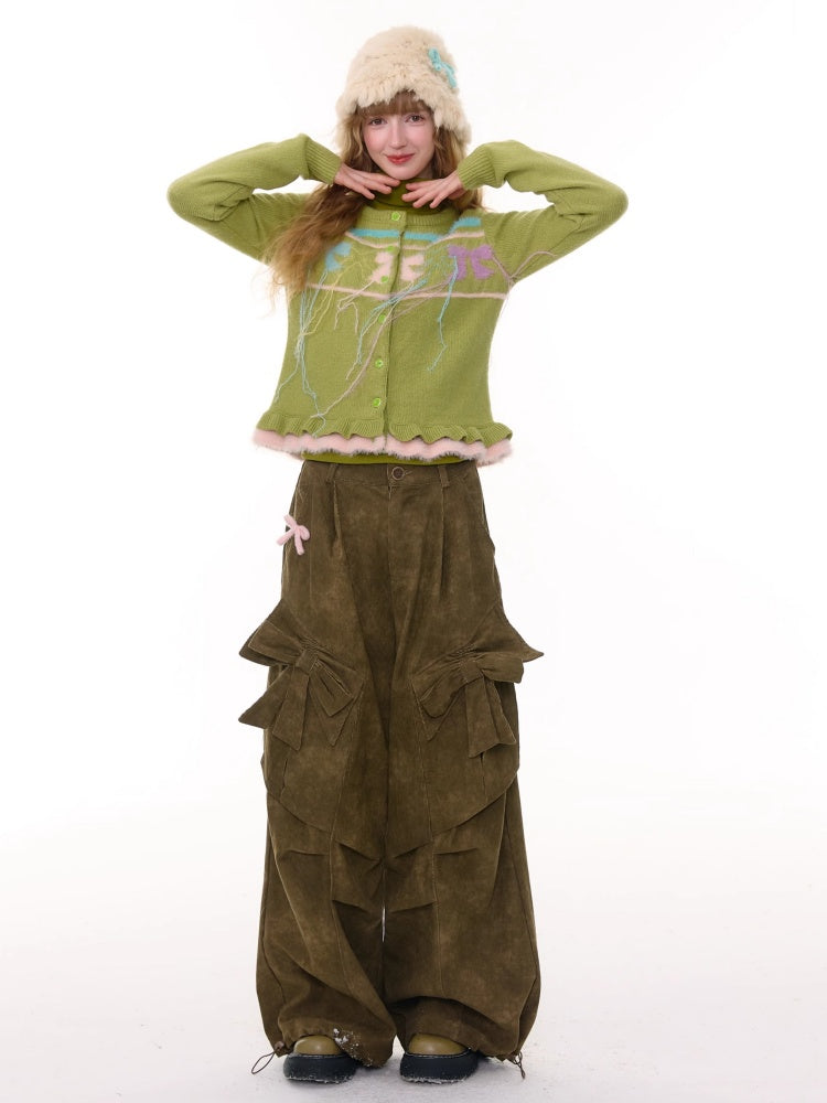 American Retro Design Bow High Waist Slimming Casual Trousers【s0000014777】