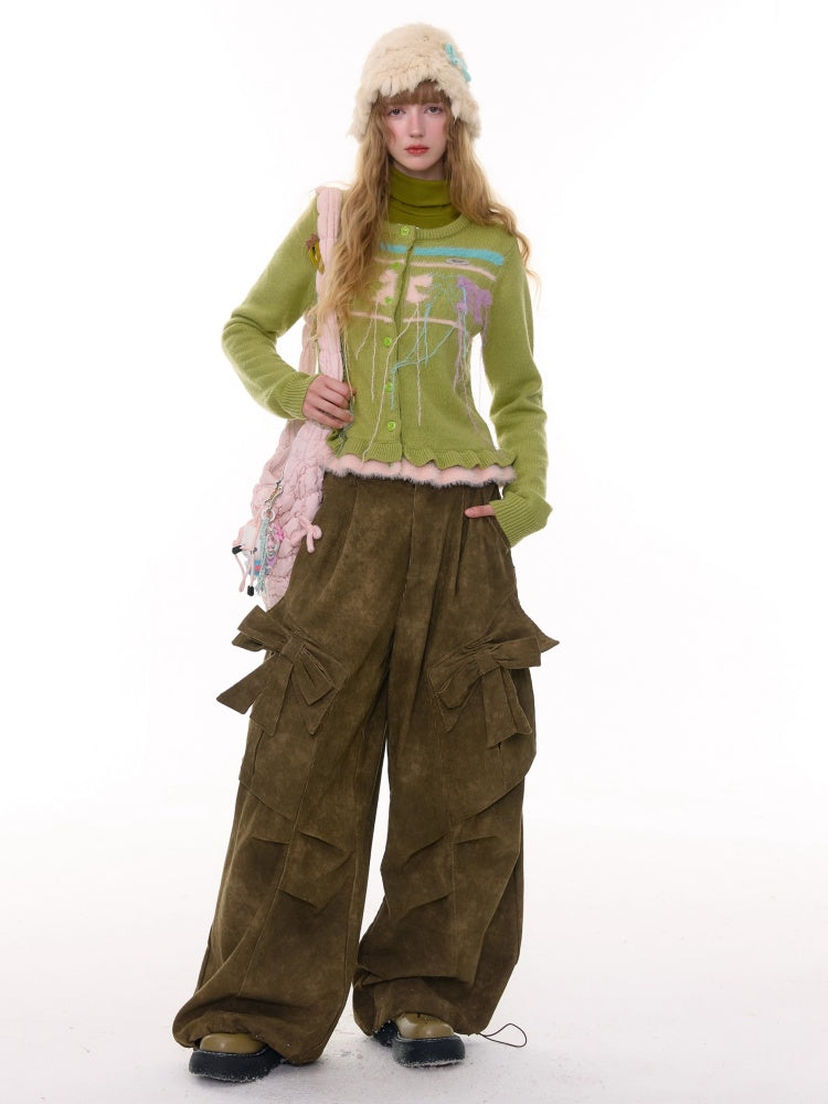 American Retro Design Bow High Waist Slimming Casual Trousers【s0000014777】