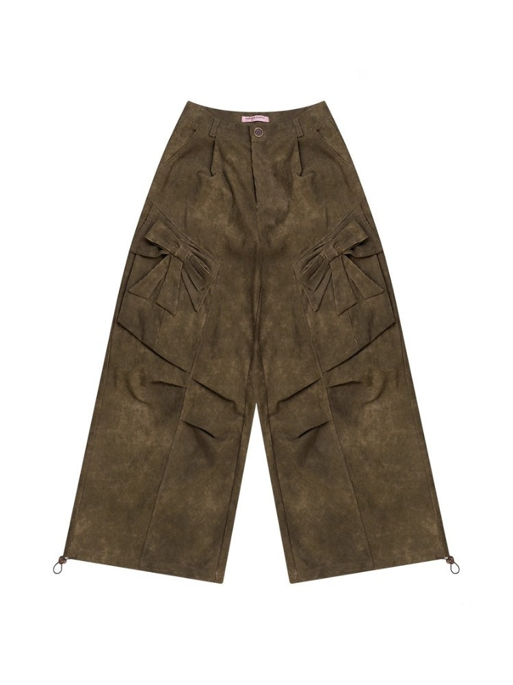 American Retro Design Bow High Waist Slimming Casual Trousers【s0000014777】