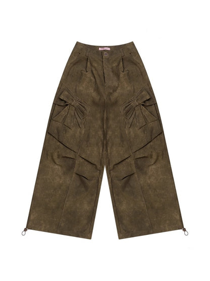 American Retro Design Bow High Waist Slimming Casual Trousers【s0000014777】