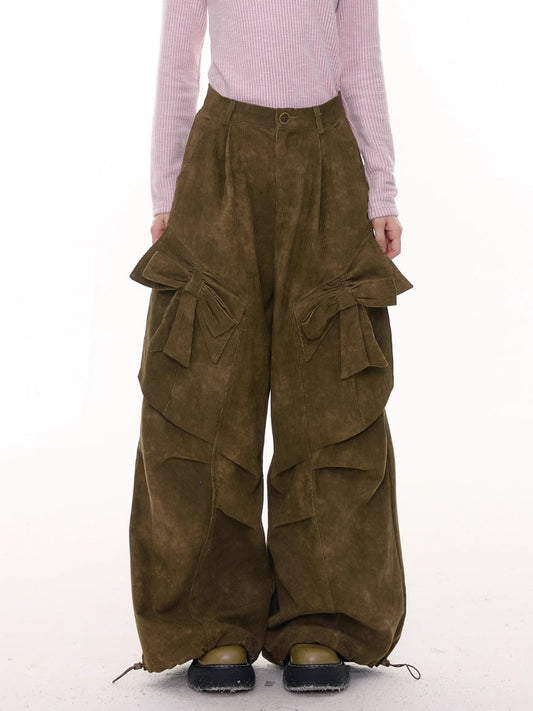 American Retro Design Bow High Waist Slimming Casual Trousers【s0000014777】