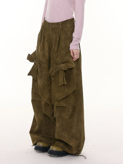 American Retro Design Bow High Waist Slimming Casual Trousers【s0000014777】
