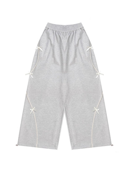 American Design High-Waisted Slimming Bow Wide-Leg Sweat Pants【s0000014778】