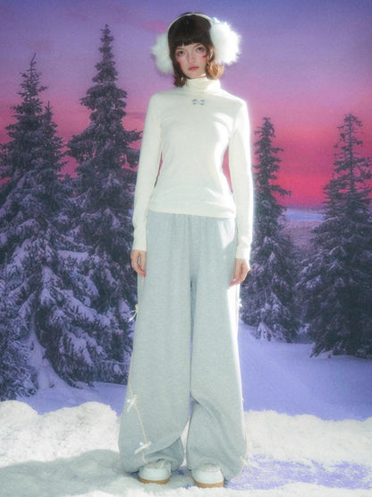 American Design High-Waisted Slimming Bow Wide-Leg Sweat Pants【s0000014778】