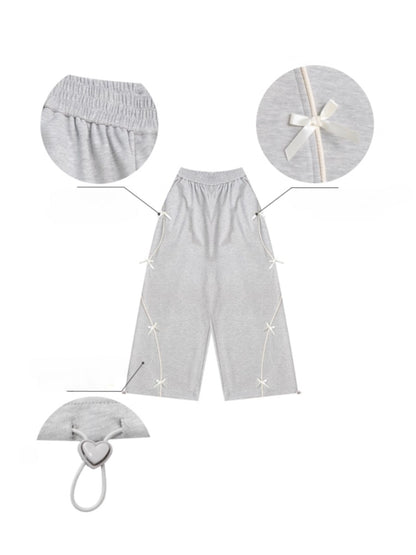 American Design High-Waisted Slimming Bow Wide-Leg Sweat Pants【s0000014778】