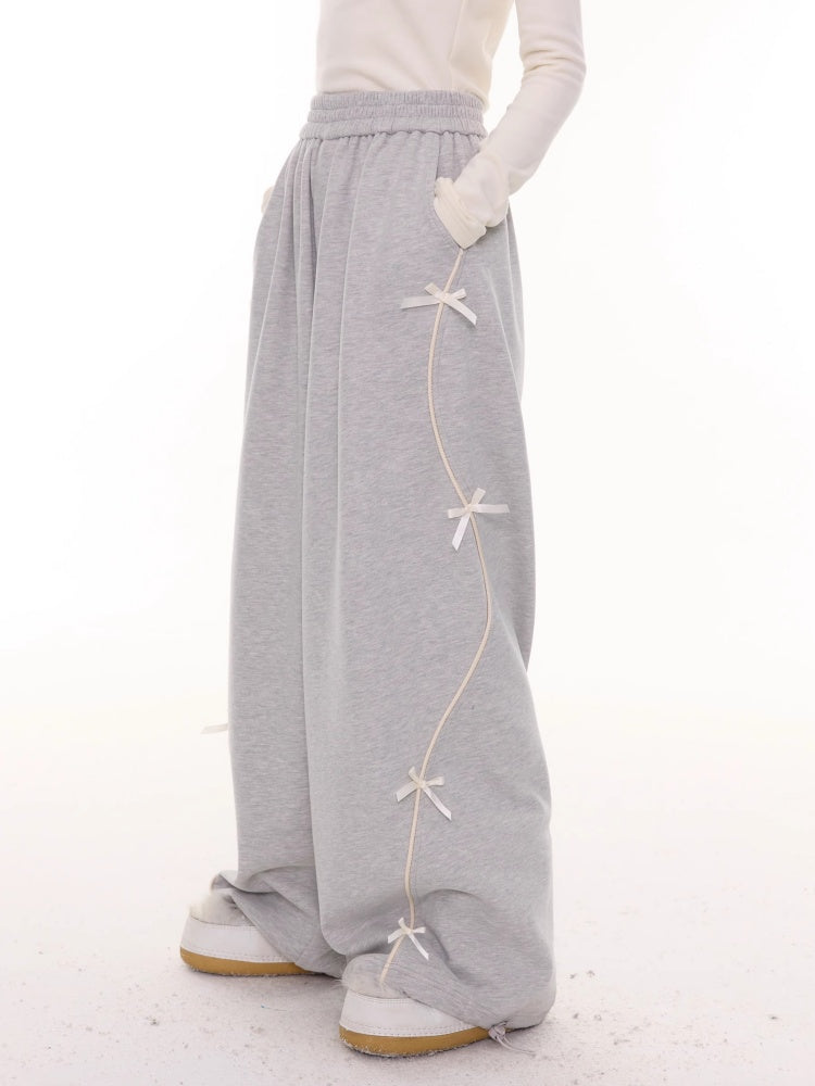 American Design High-Waisted Slimming Bow Wide-Leg Sweat Pants【s0000014778】