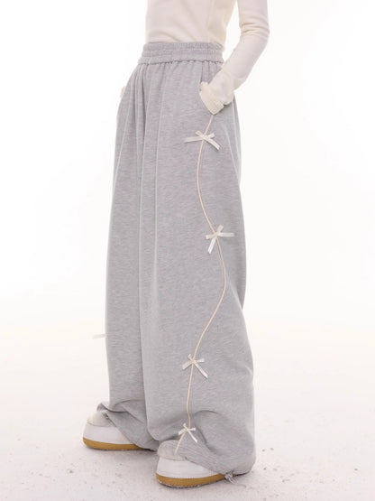 American Design High-Waisted Slimming Bow Wide-Leg Sweat Pants【s0000014778】