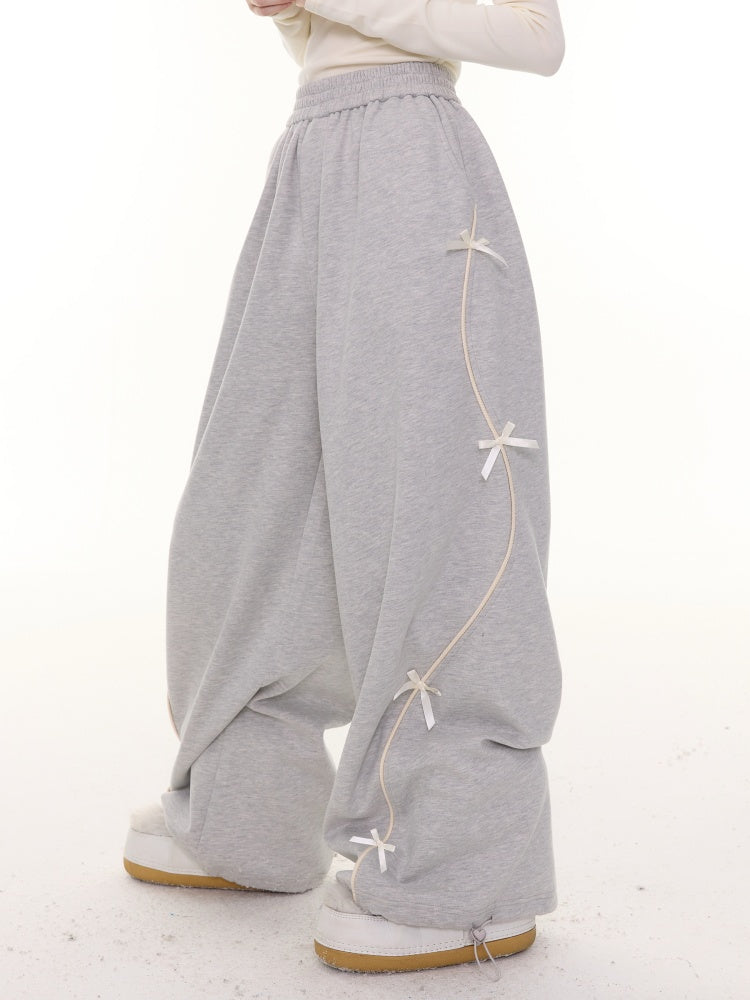 American Design High-Waisted Slimming Bow Wide-Leg Sweat Pants【s0000014778】