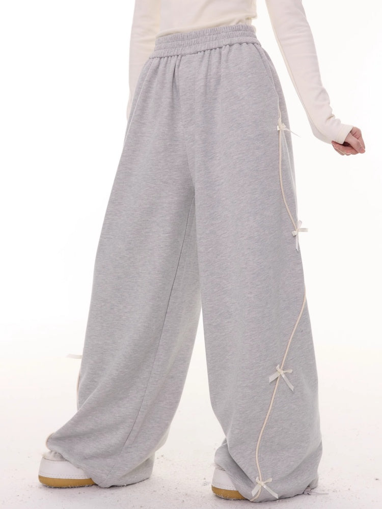 American Design High-Waisted Slimming Bow Wide-Leg Sweat Pants【s0000014778】