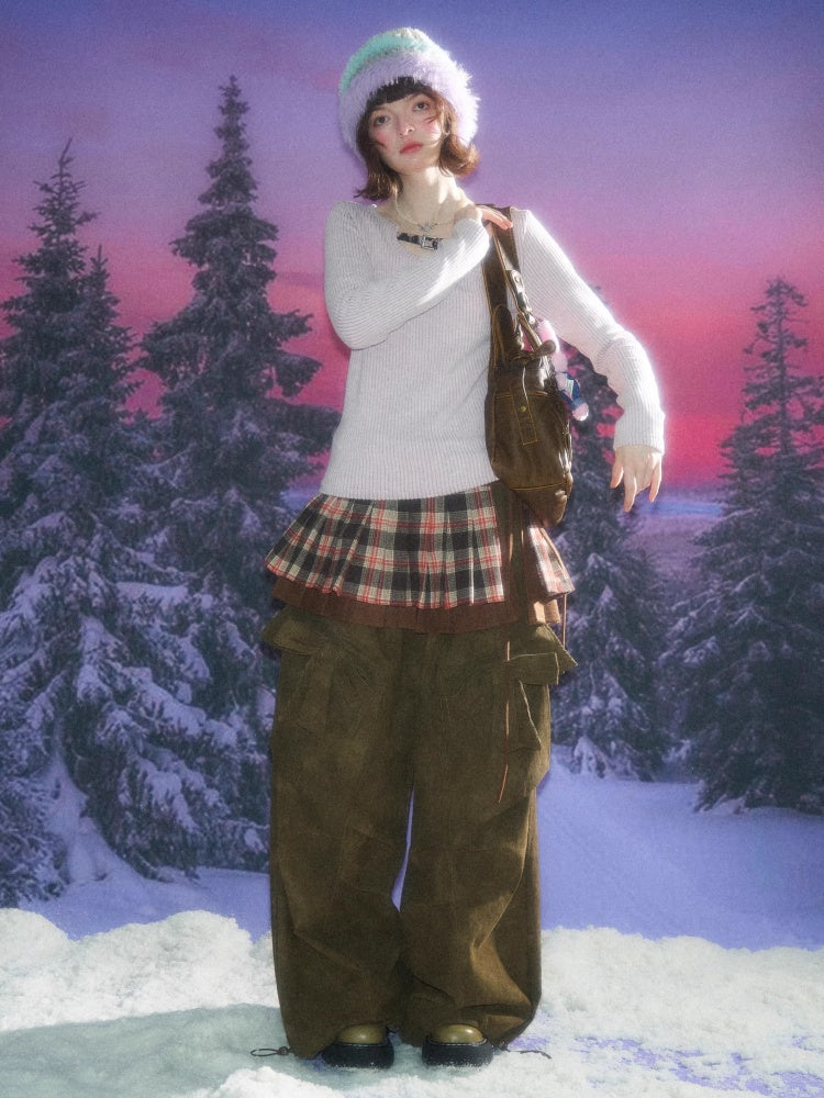 American Design Sense Slim Top Leopard Print Buckle Neck Long Sleeve T-Shirt Knitted Base Shirt【s0000014779】