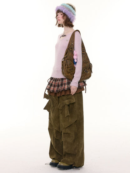 American Design Sense Slim Top Leopard Print Buckle Neck Long Sleeve T-Shirt Knitted Base Shirt【s0000014779】