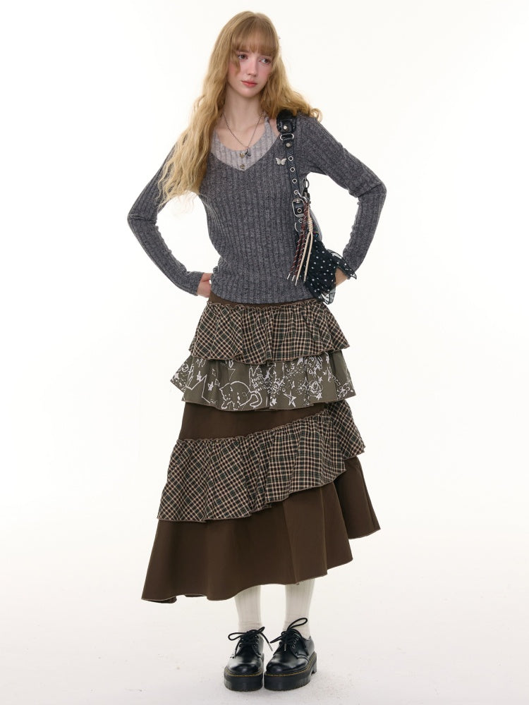 American Design Sense Slimming Top Twist Halter Neck Long Sleeve T-Shirt Knitted Base Shirt【s0000014780】