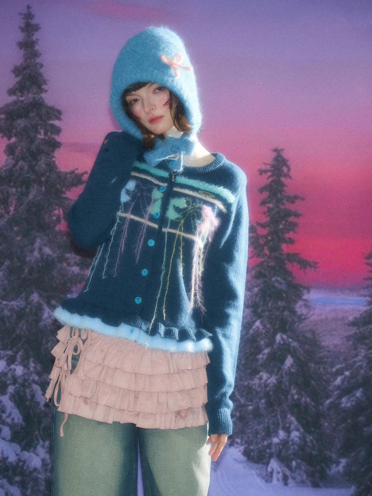 American Retro Design Sense Bow Hanging Silk Soft Glutinous Lazy Style Sweater Cardigan Jacket【s0000014783】