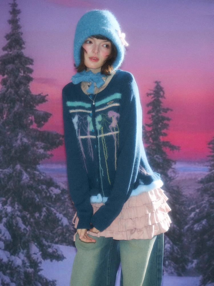 American Retro Design Sense Bow Hanging Silk Soft Glutinous Lazy Style Sweater Cardigan Jacket【s0000014783】