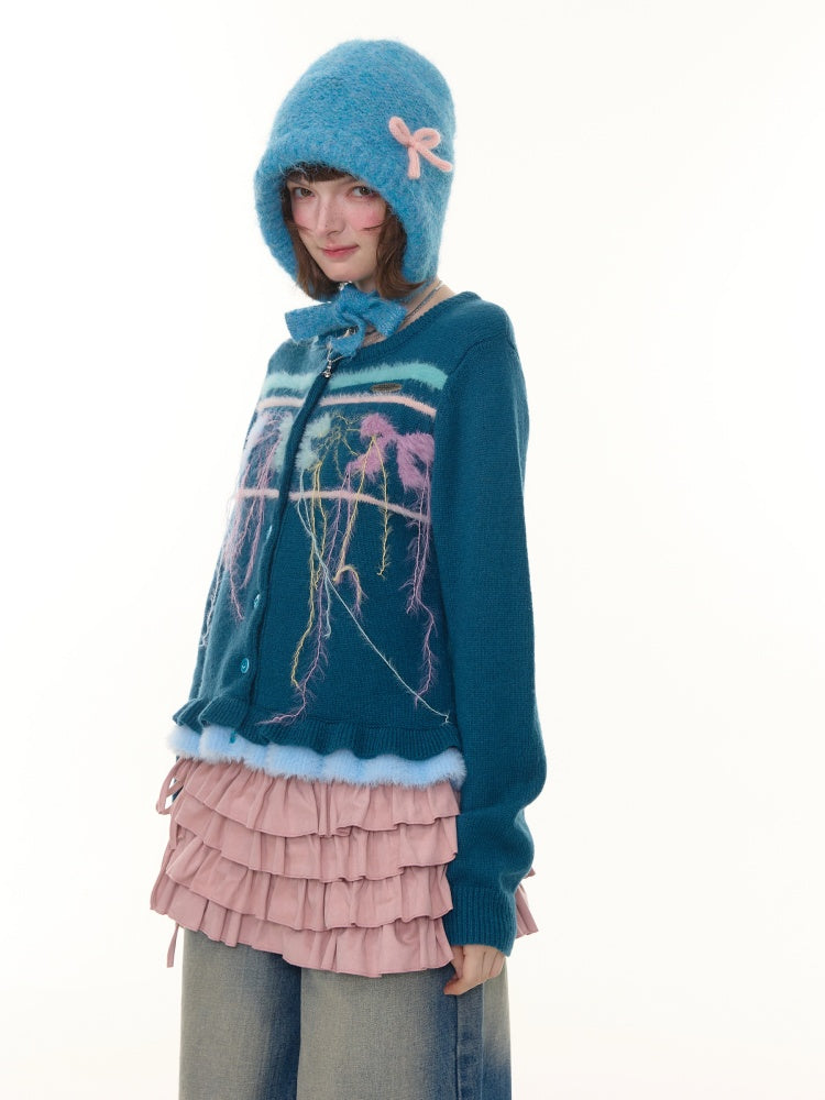 American Retro Design Sense Bow Hanging Silk Soft Glutinous Lazy Style Sweater Cardigan Jacket【s0000014783】