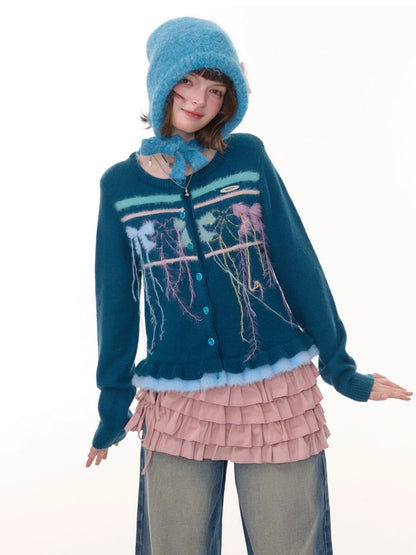 American Retro Design Sense Bow Hanging Silk Soft Glutinous Lazy Style Sweater Cardigan Jacket【s0000014783】
