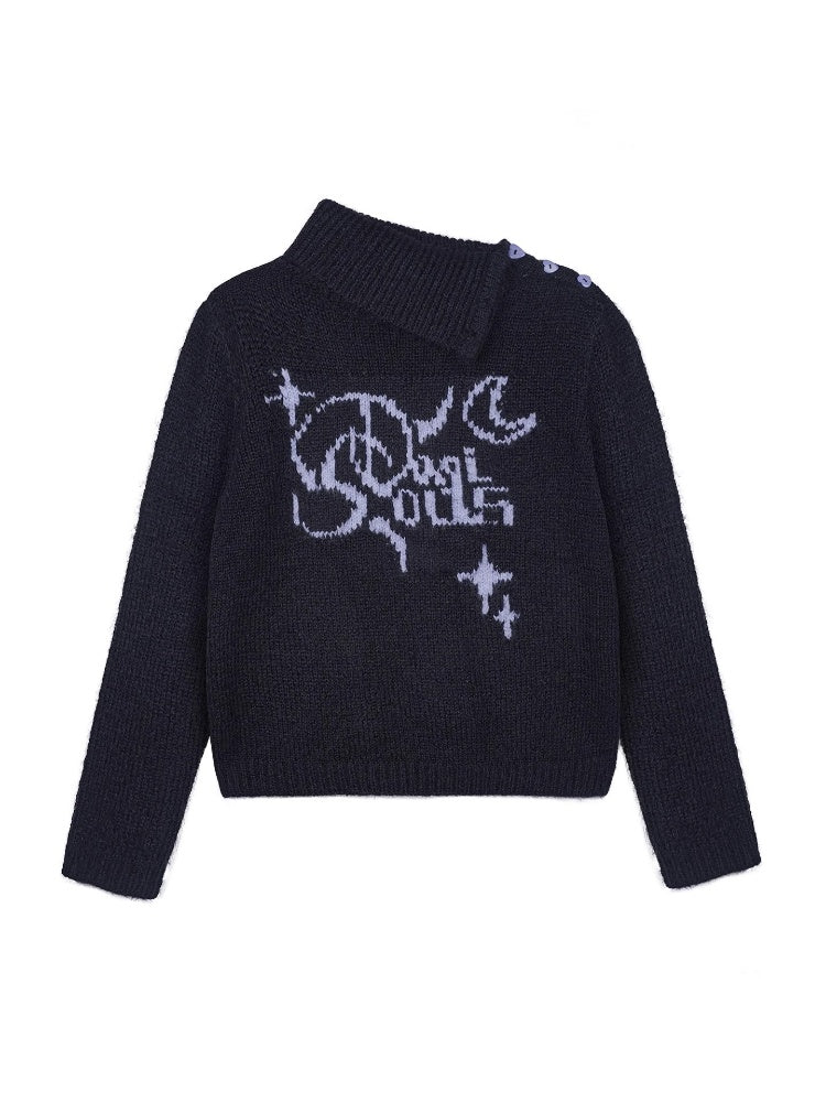 High-Necked Jacquard Pullover Sweater【s0000014788】