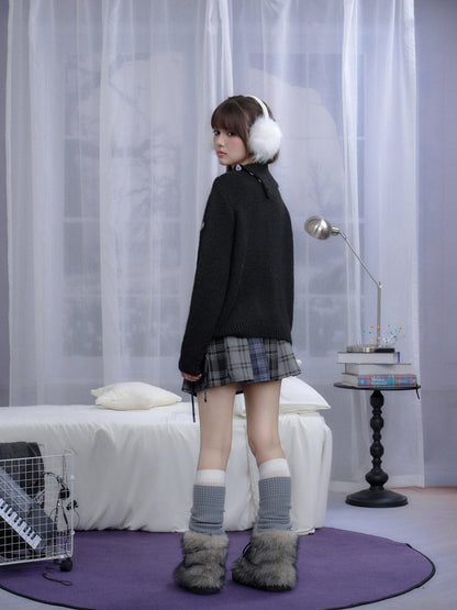 High-Necked Jacquard Pullover Sweater【s0000014788】