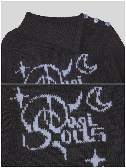 High-Necked Jacquard Pullover Sweater【s0000014788】