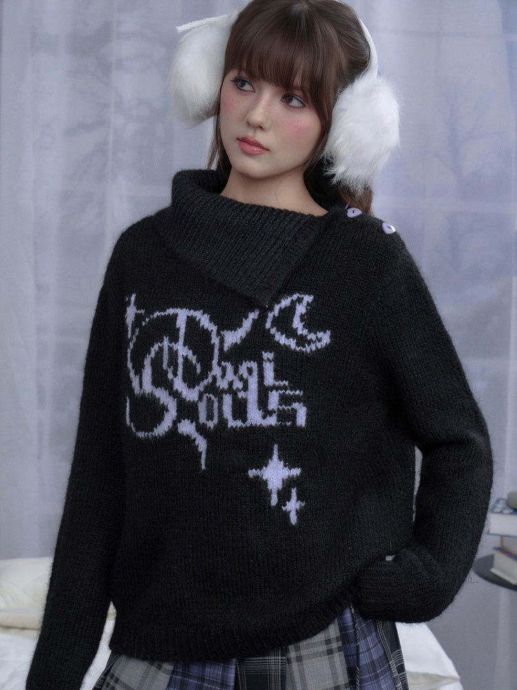 High-Necked Jacquard Pullover Sweater【s0000014788】