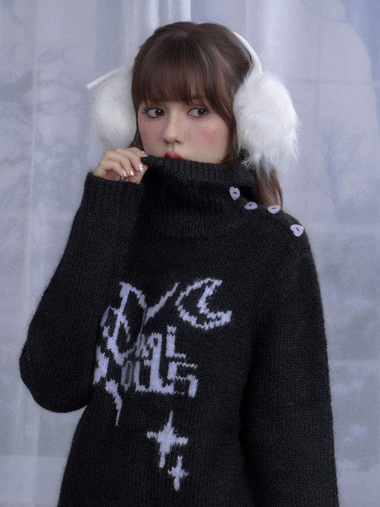 High-Necked Jacquard Pullover Sweater【s0000014788】