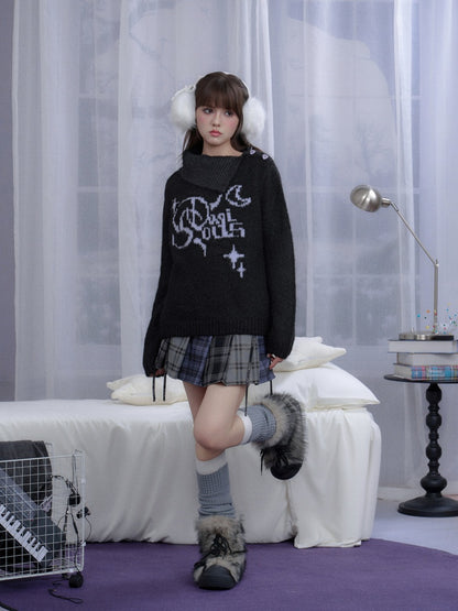 High-Necked Jacquard Pullover Sweater【s0000014788】