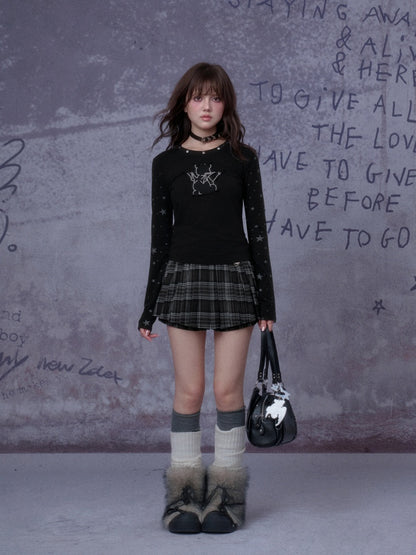 Sweet Cool Dark Star Devil Bear Patch Long Sleeve T-Shirt【s0000014789】