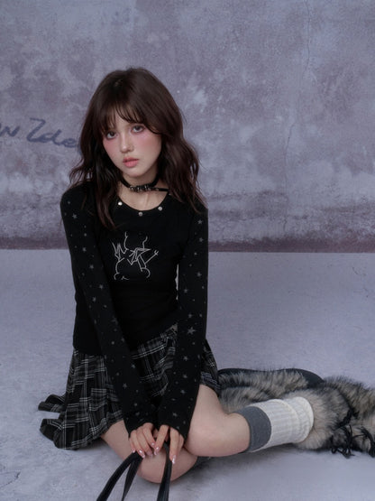 Sweet Cool Dark Star Devil Bear Patch Long Sleeve T-Shirt【s0000014789】