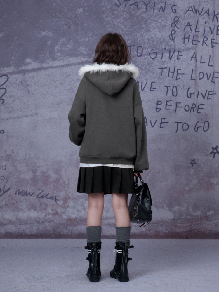 Angel Paradise Lost Manga Print Fleece Sweatshirt Jacket Face Hat Loose【s0000014791】