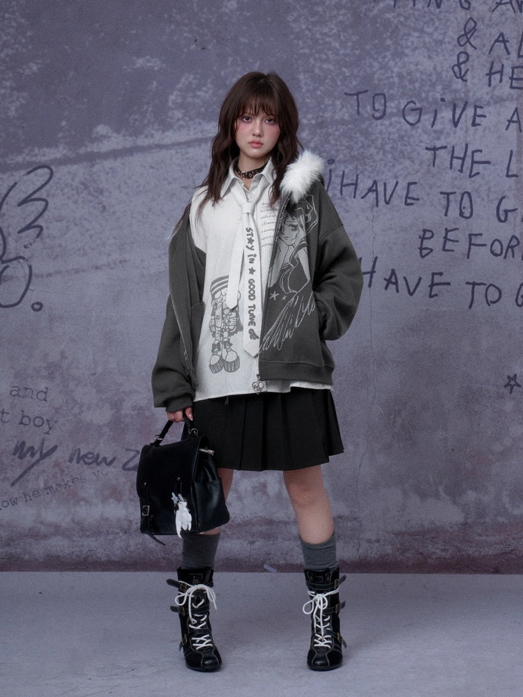 Double Waist Preppy Style Pleated Mid-Skirt【s0000014792】