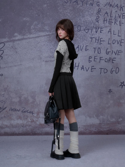 Double Waist Preppy Style Pleated Mid-Skirt【s0000014792】