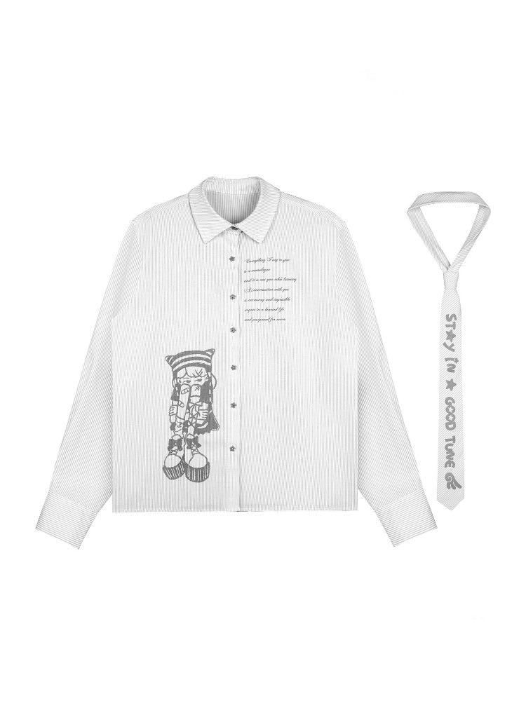 Playful Sweet Cool Original Comic Print Shirts Niche Tie【s0000014793】