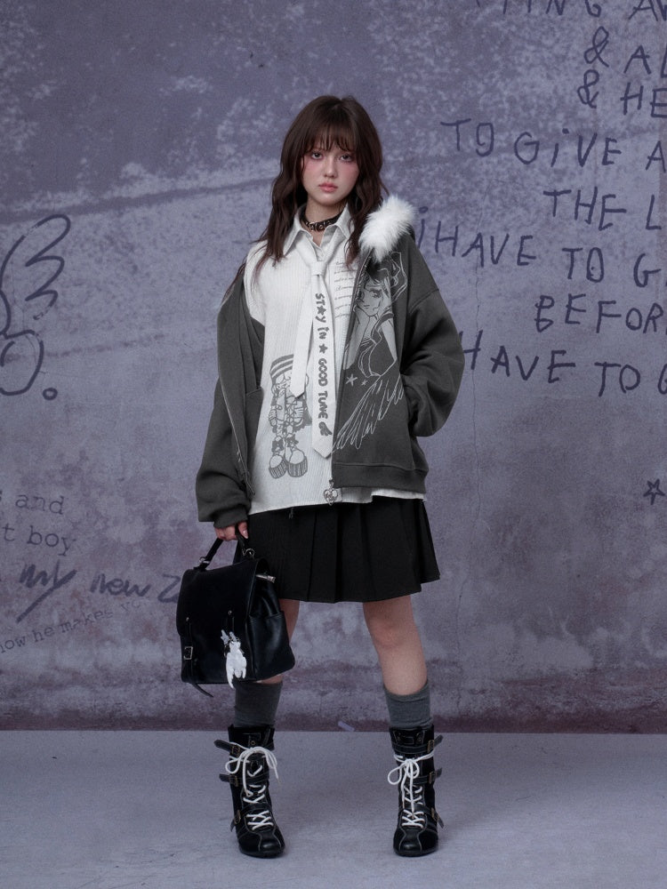 Playful Sweet Cool Original Comic Print Shirts Niche Tie【s0000014793】