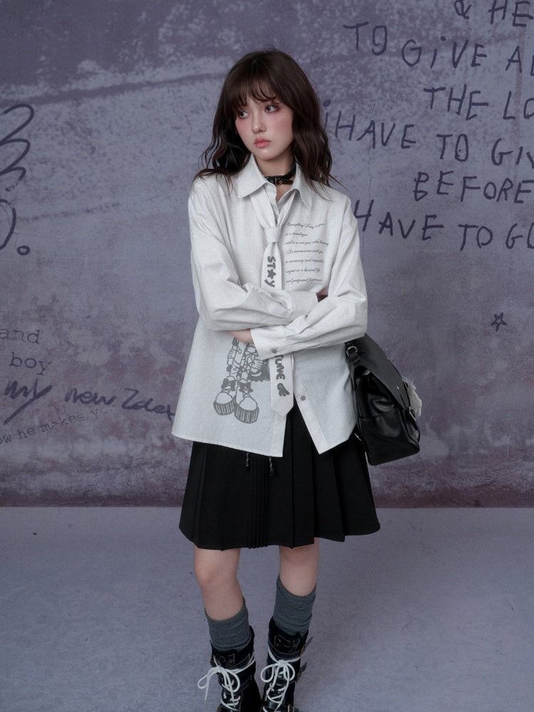 Playful Sweet Cool Original Comic Print Shirts Niche Tie【s0000014793】