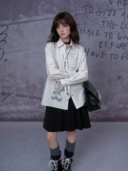 Playful Sweet Cool Original Comic Print Shirts Niche Tie【s0000014793】