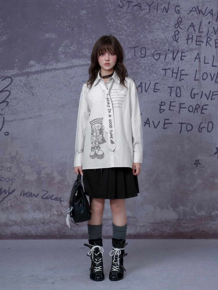 Playful Sweet Cool Original Comic Print Shirts Niche Tie【s0000014793】