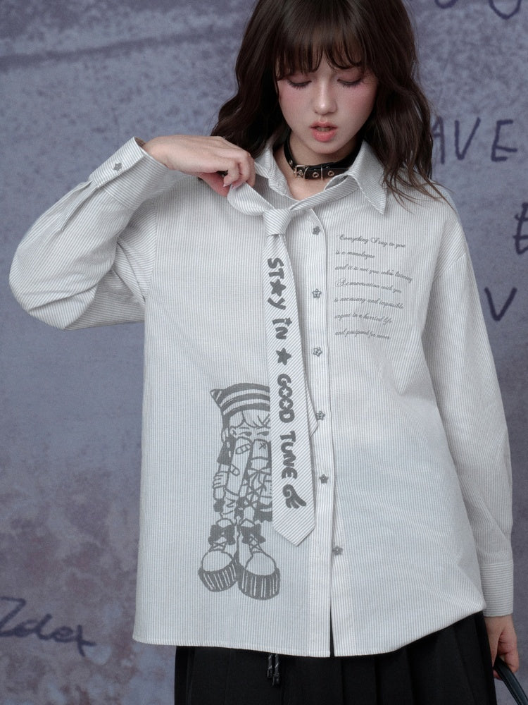 Playful Sweet Cool Original Comic Print Shirts Niche Tie【s0000014793】